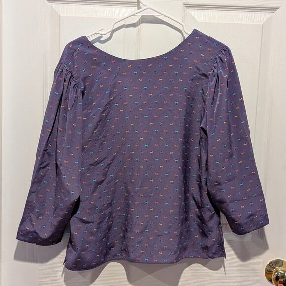 Vintage Prophecy Size 12 Purple and Multi Print Blouse Made in USA - Picture 1 of 7